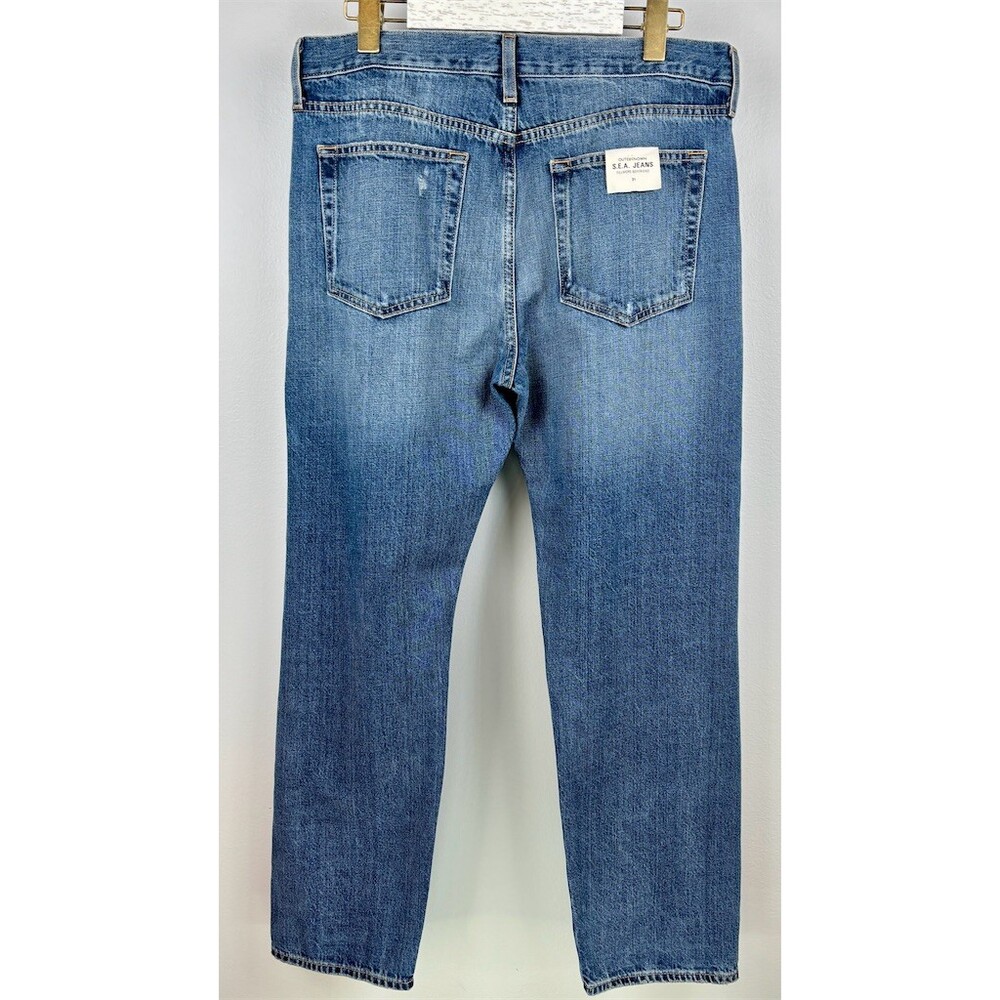 Outerknown S.E.A. Jeans Size 31 Fillmore Boyfriend Distressed Medium Wash - Picture 5 of 12